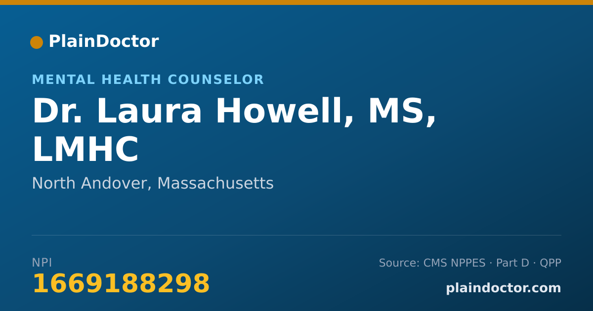 Shareable card for Laura Howell, MS, LMHC - Mental Health Counselor, North Andover, MA