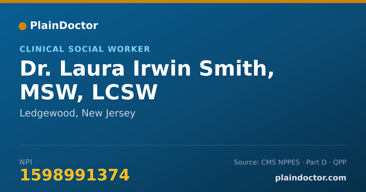 Shareable card for Laura Irwin Smith, MSW, LCSW - Clinical Social Worker, Ledgewood, NJ