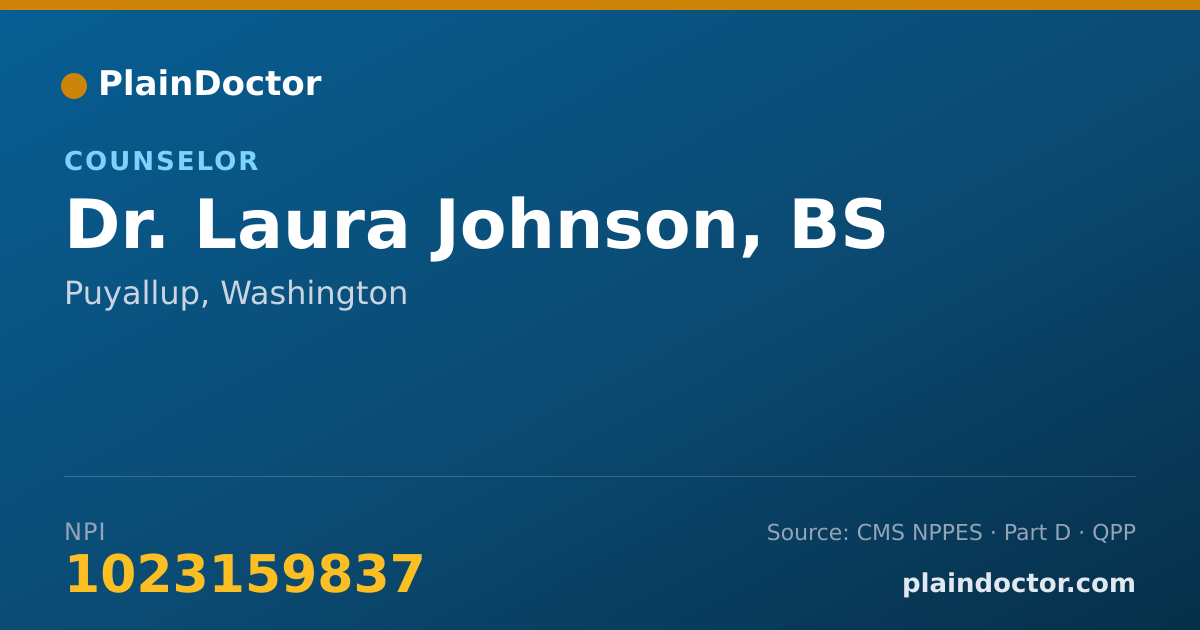 Shareable card for Laura Johnson, BS - Counselor, Puyallup, WA