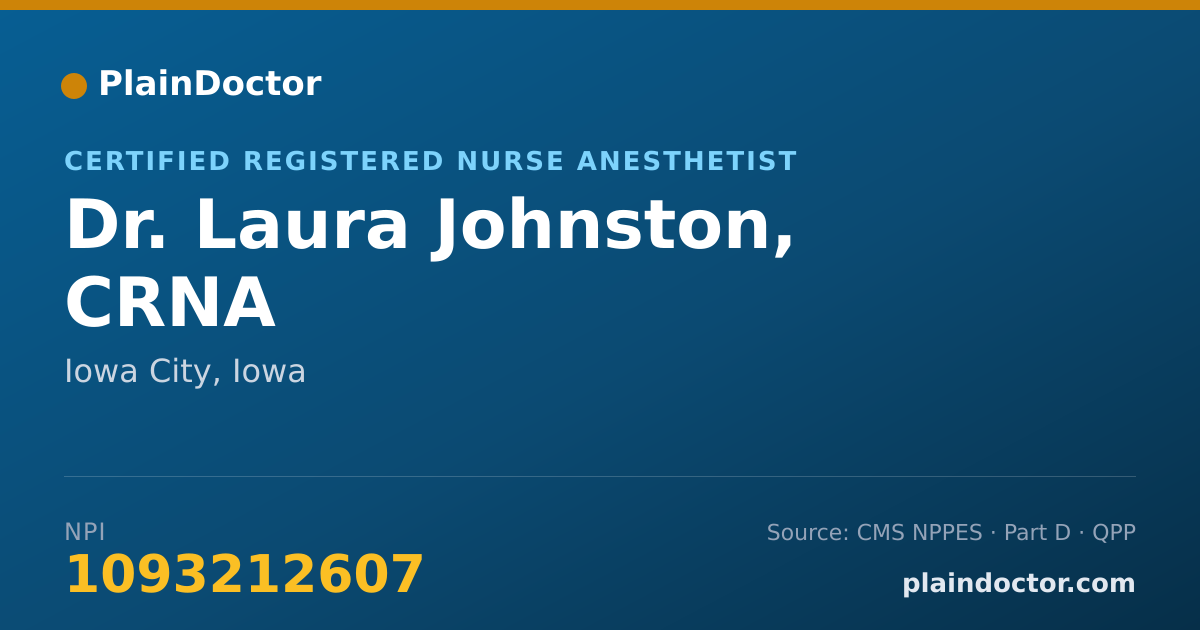 Shareable card for Laura Johnston, CRNA - Certified Registered Nurse Anesthetist, Iowa City, IA