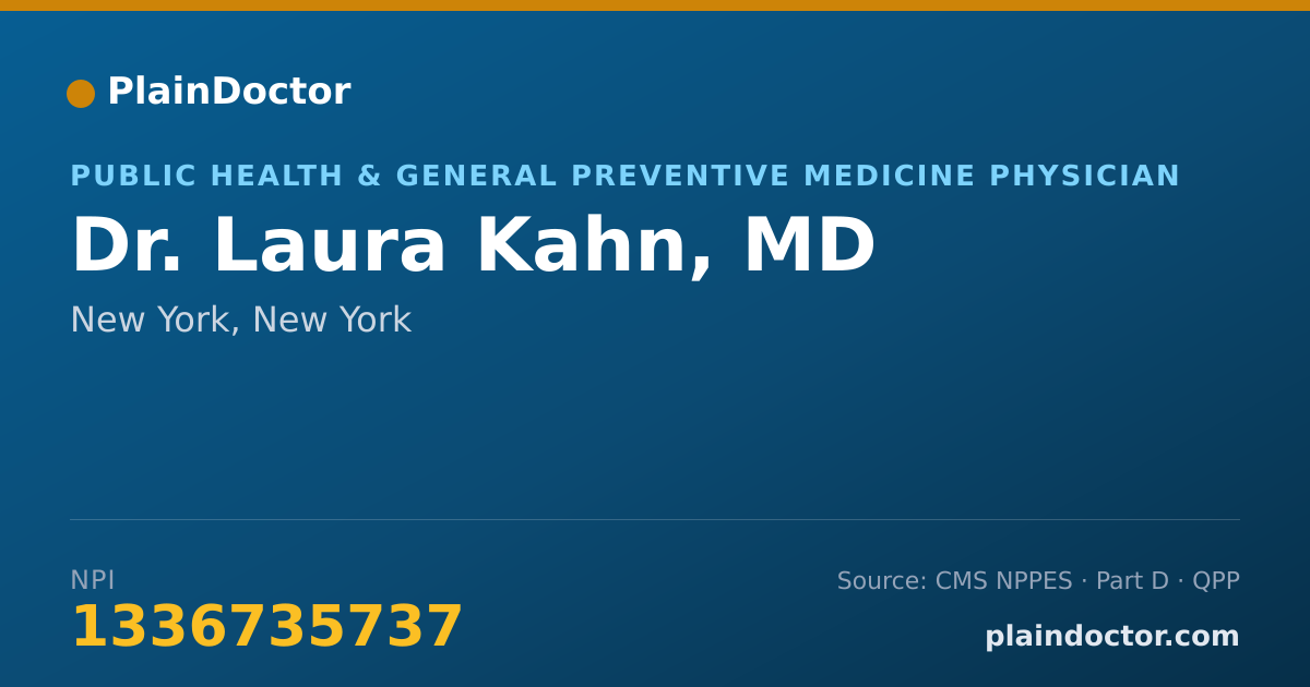 Shareable card for Laura Kahn, MD - Public Health & General Preventive Medicine Physician, New York, NY