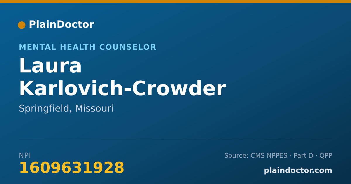 Shareable card for Laura Karlovich-Crowder - Mental Health Counselor, Springfield, MO