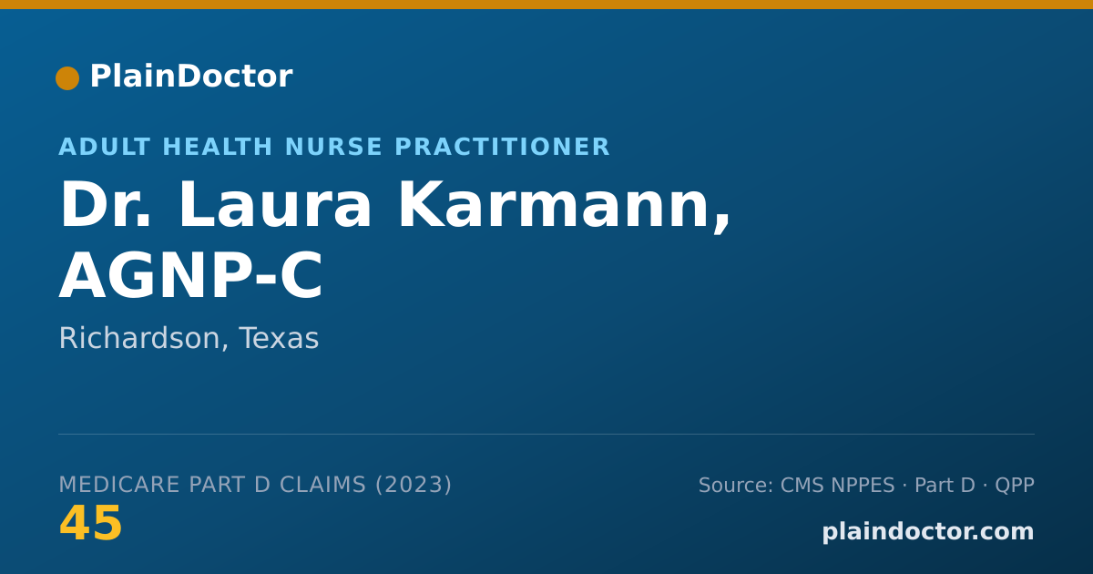 Shareable card for Laura Karmann, AGNP-C - Adult Health Nurse Practitioner, Richardson, TX