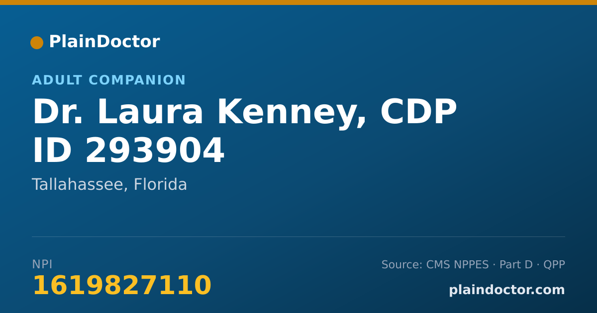 Shareable card for Laura Kenney, CDP ID 293904 - Adult Companion, Tallahassee, FL