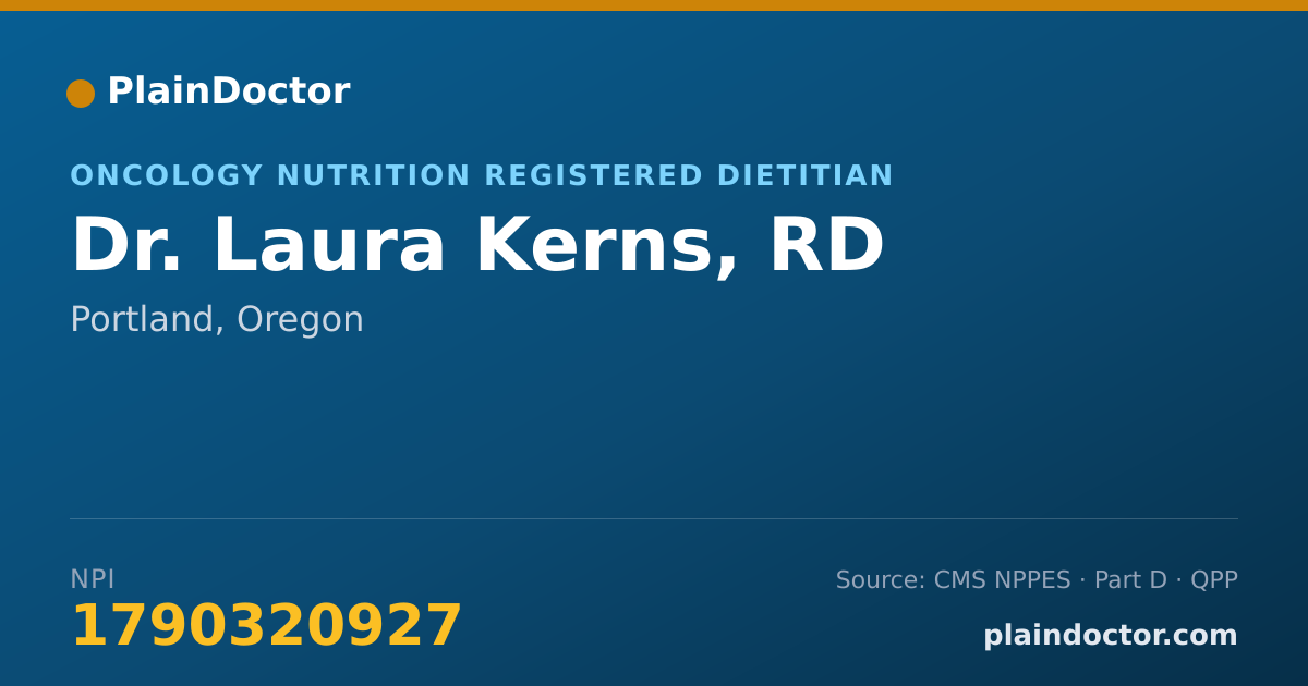 Shareable card for Laura Kerns, RD - Oncology Nutrition Registered Dietitian, Portland, OR