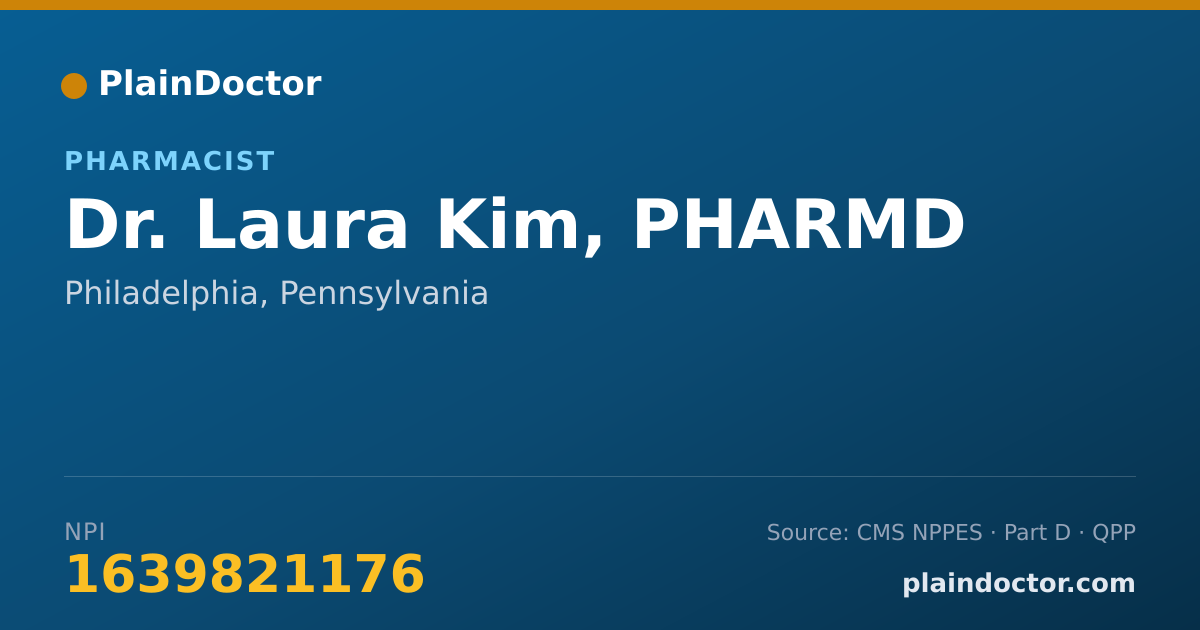 Shareable card for Laura Kim, PHARMD - Pharmacist, Philadelphia, PA