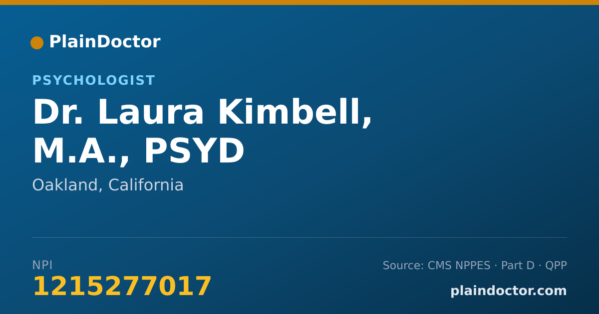 Shareable card for Laura Kimbell, M.A., PSYD - Psychologist, Oakland, CA