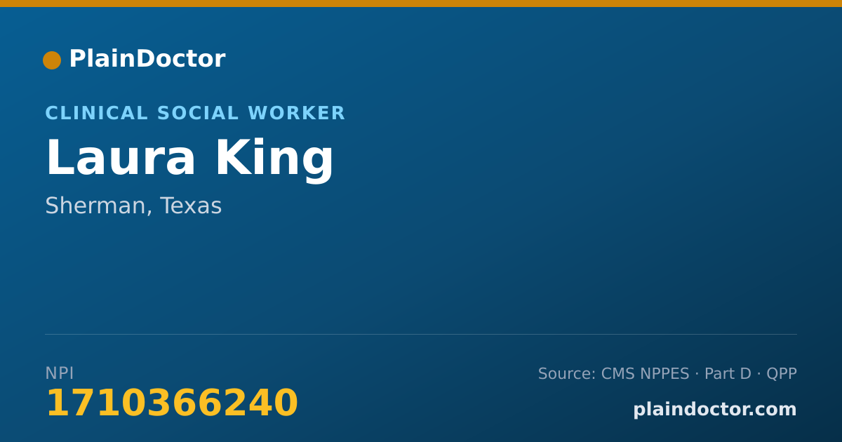 Shareable card for Laura King - Clinical Social Worker, Sherman, TX