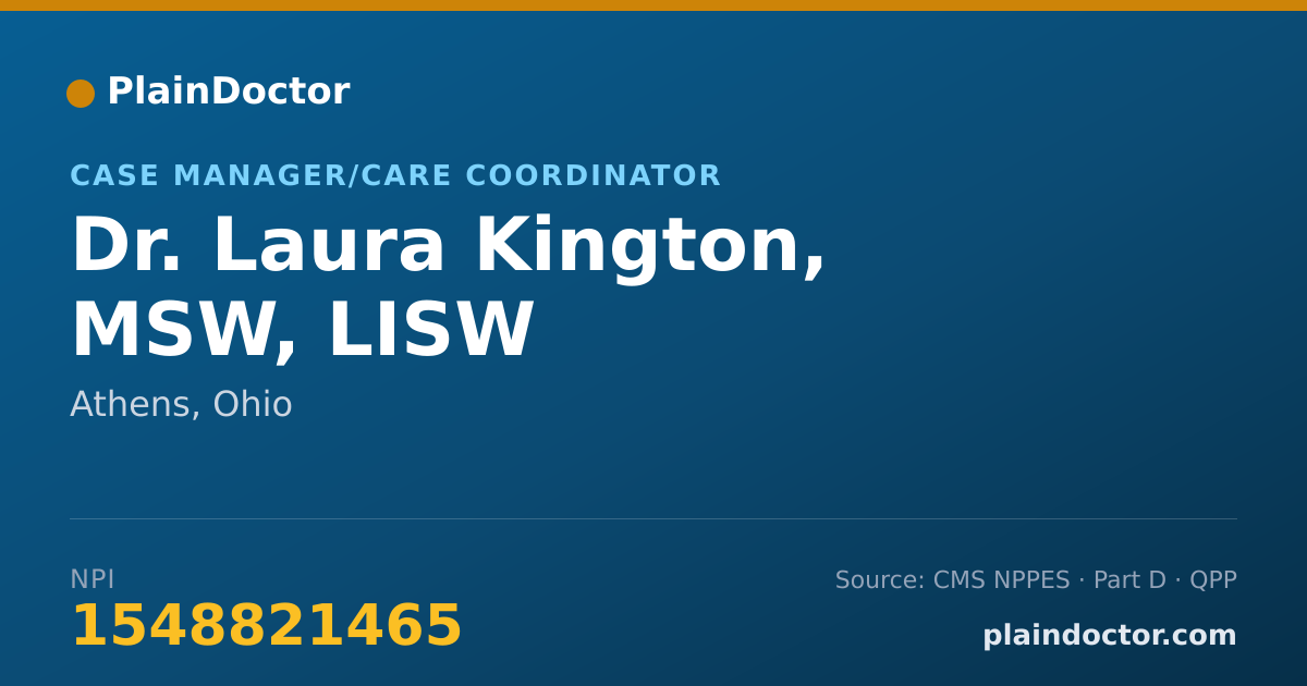 Shareable card for Laura Kington, MSW, LISW - Case Manager/Care Coordinator, Athens, OH