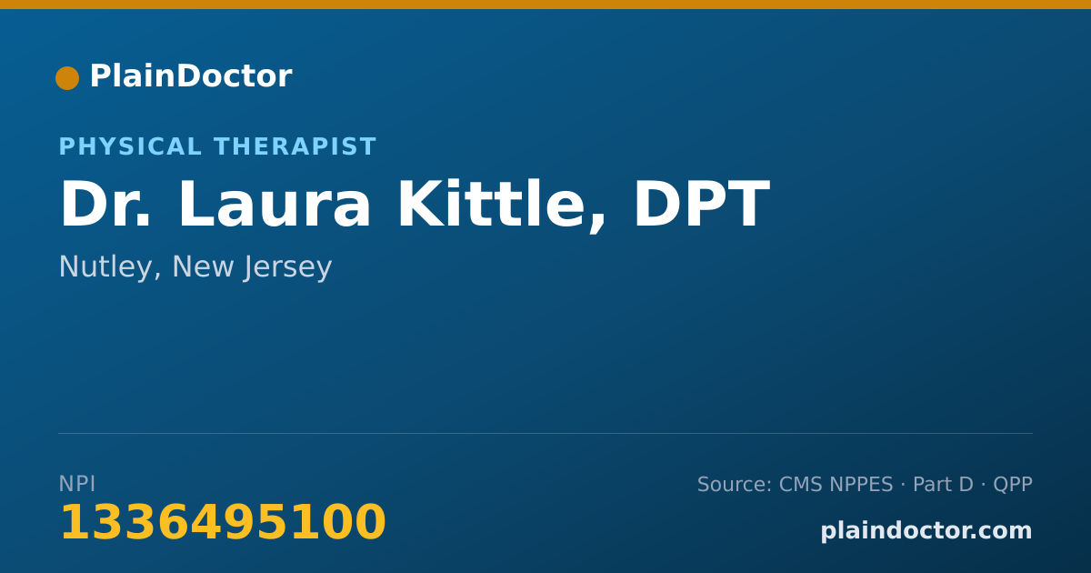 Shareable card for Laura Kittle, DPT - Physical Therapist, Nutley, NJ