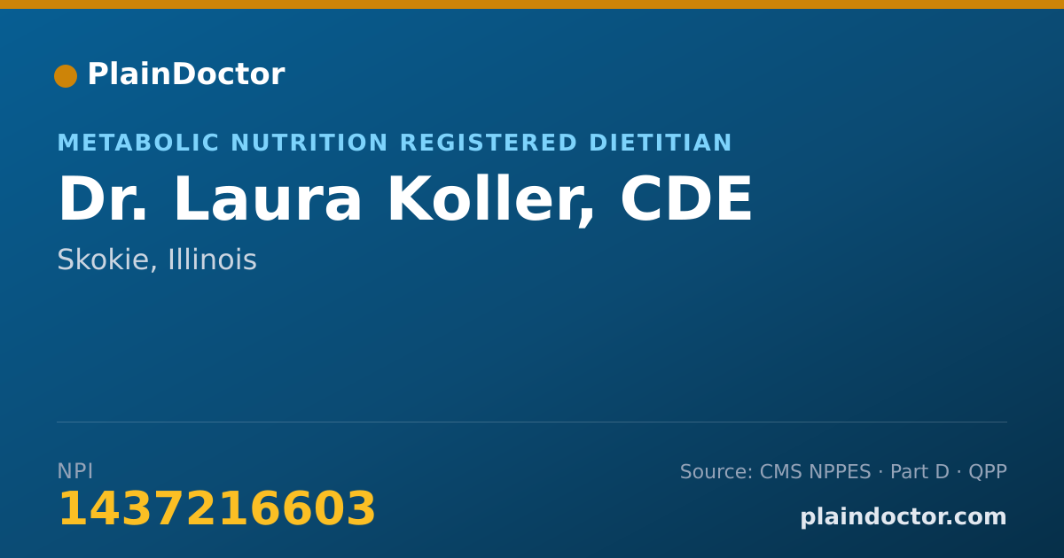 Shareable card for Laura Koller, CDE - Metabolic Nutrition Registered Dietitian, Skokie, IL