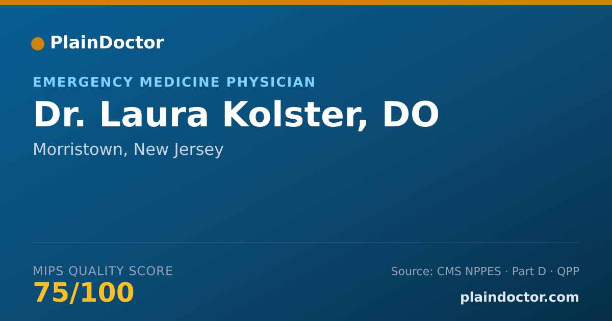 Shareable card for Laura Kolster, DO - Emergency Medicine Physician, Morristown, NJ