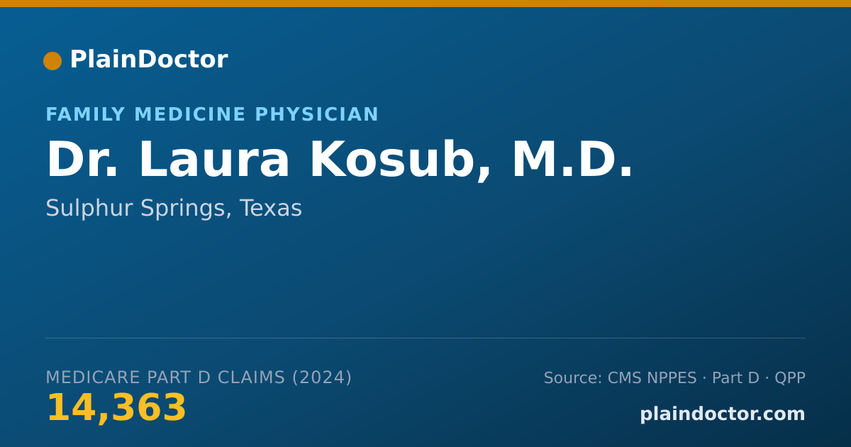 Shareable card for Laura Kosub, M.D. - Family Medicine Physician, Sulphur Springs, TX