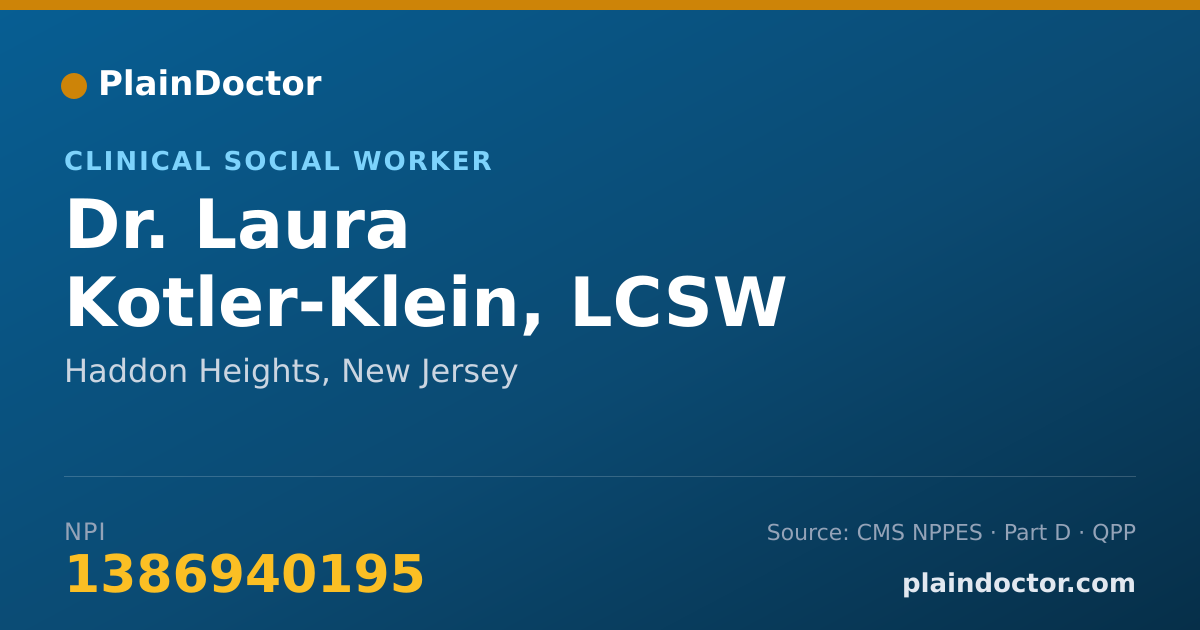 Shareable card for Laura Kotler-Klein, LCSW - Clinical Social Worker, Haddon Heights, NJ
