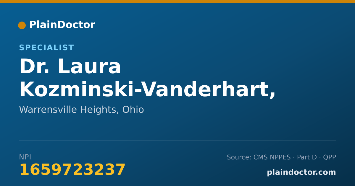 Shareable card for Laura Kozminski-Vanderhart, DVM - Specialist, Warrensville Heights, OH