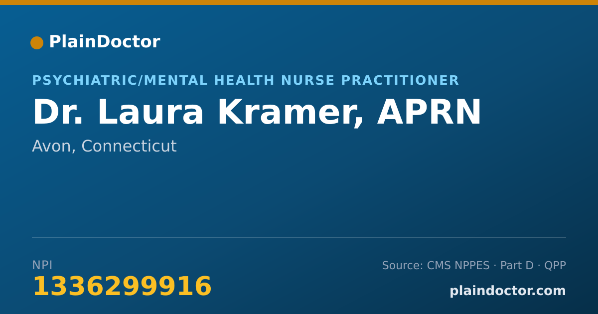 Shareable card for Laura Kramer, APRN - Psychiatric/Mental Health Nurse Practitioner, Avon, CT