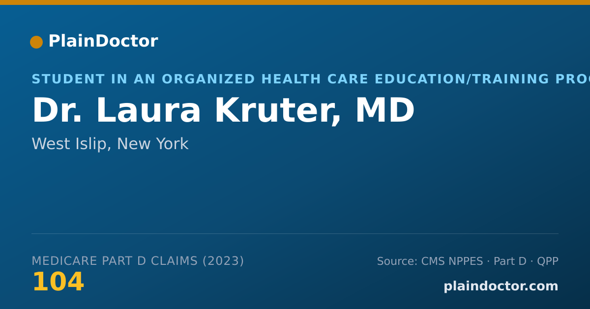 Shareable card for Laura Kruter, MD - Student in an Organized Health Care Education/Training Program, West Islip, NY