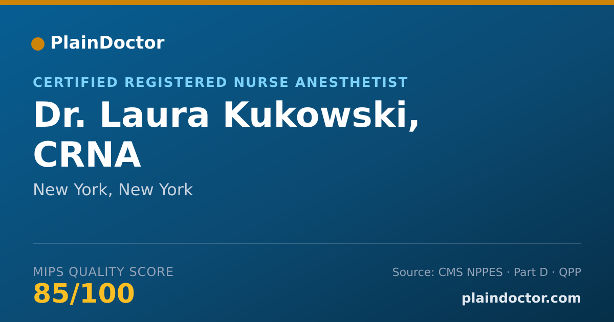 Shareable card for Laura Kukowski, CRNA - Certified Registered Nurse Anesthetist, New York, NY