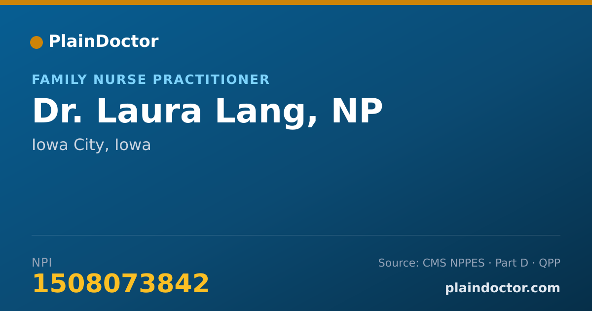 Shareable card for Laura Lang, NP - Family Nurse Practitioner, Iowa City, IA