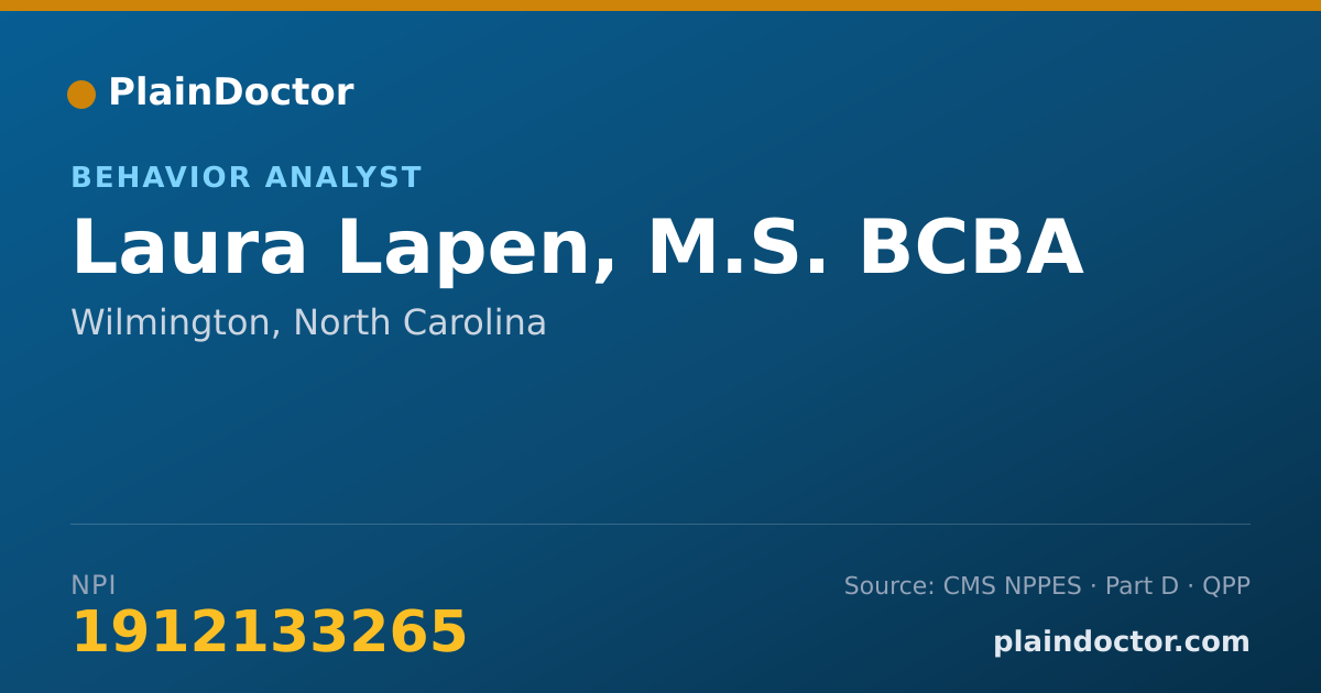 Shareable card for Laura Lapen, M.S. BCBA - Behavior Analyst, Wilmington, NC