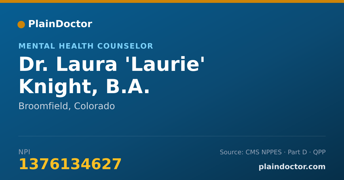 Shareable card for Laura 'Laurie' Knight, B.A. PSYCHOTHERAPIST - Mental Health Counselor, Broomfield, CO