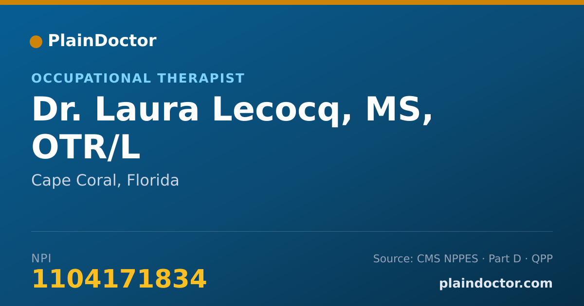 Shareable card for Laura Lecocq, MS, OTR/L - Occupational Therapist, Cape Coral, FL