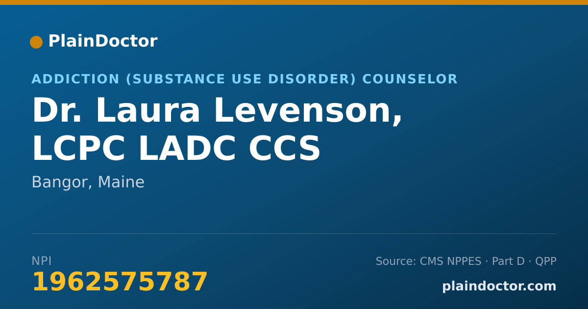 Shareable card for Laura Levenson, LCPC LADC CCS - Addiction (Substance Use Disorder) Counselor, Bangor, ME