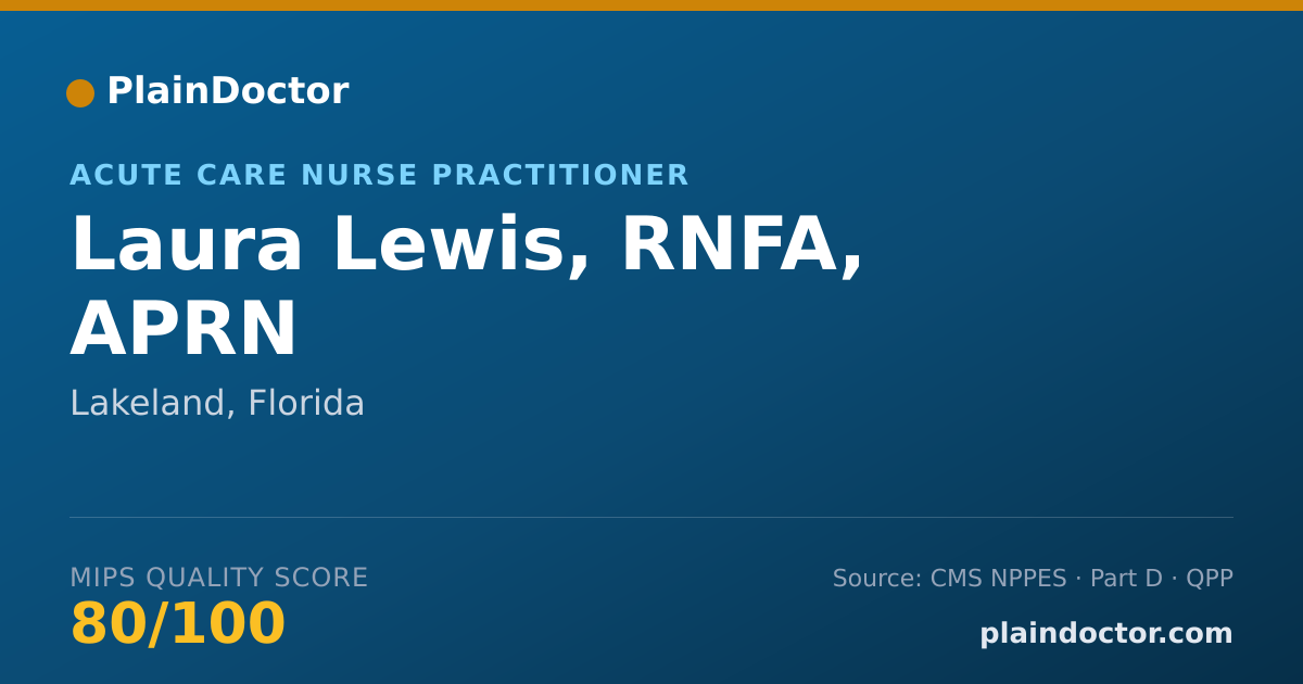 Shareable card for Laura Lewis, RNFA, APRN - Registered Nurse First Assistant, Lakeland, FL