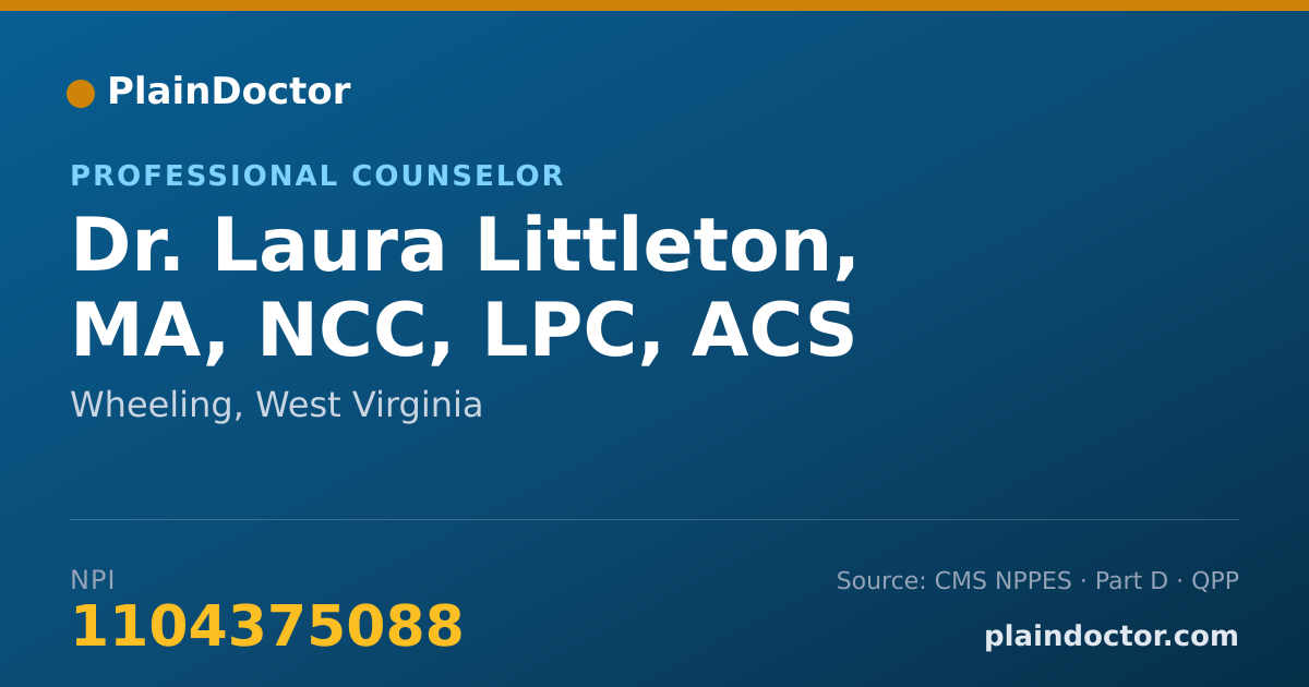 Shareable card for Laura Littleton, MA, NCC, LPC, ACS - Professional Counselor, Wheeling, WV