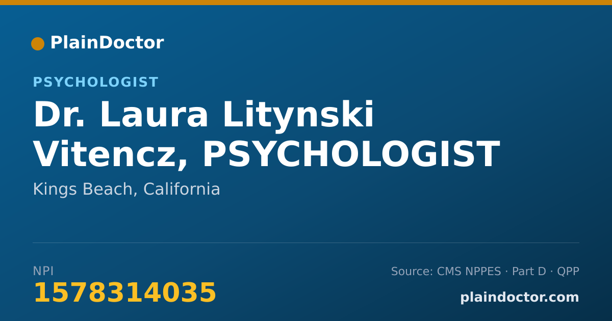 Shareable card for Laura Litynski Vitencz, PSYCHOLOGIST - Psychologist, Kings Beach, CA