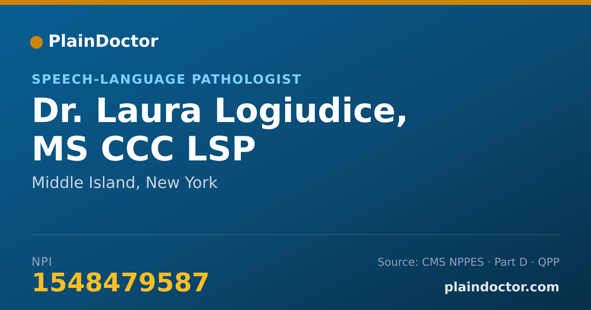 Shareable card for Laura Logiudice, MS CCC LSP - Speech-Language Pathologist, Middle Island, NY