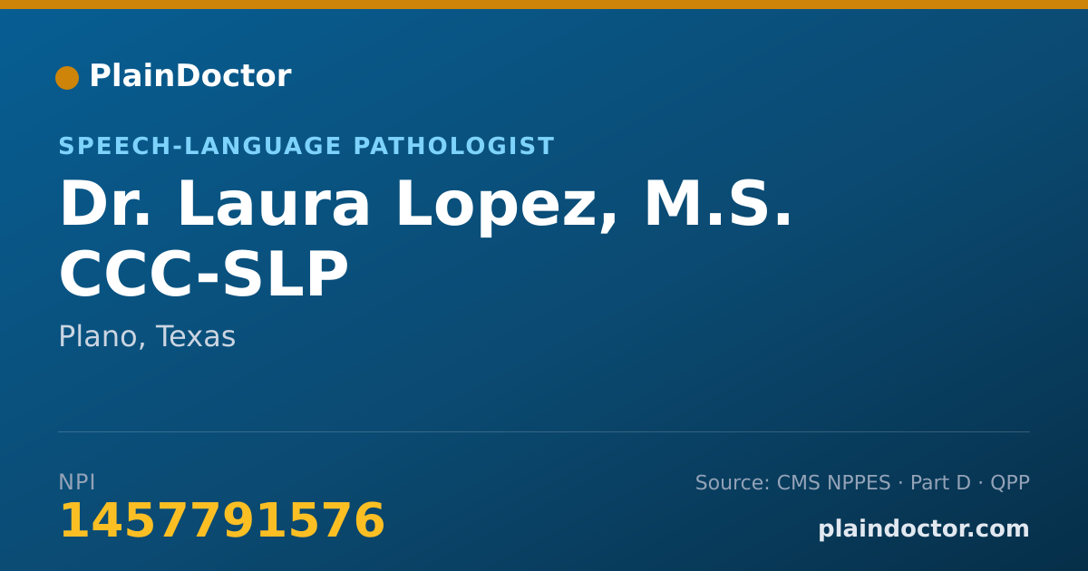 Shareable card for Laura Lopez, M.S. CCC-SLP - Speech-Language Pathologist, Plano, TX