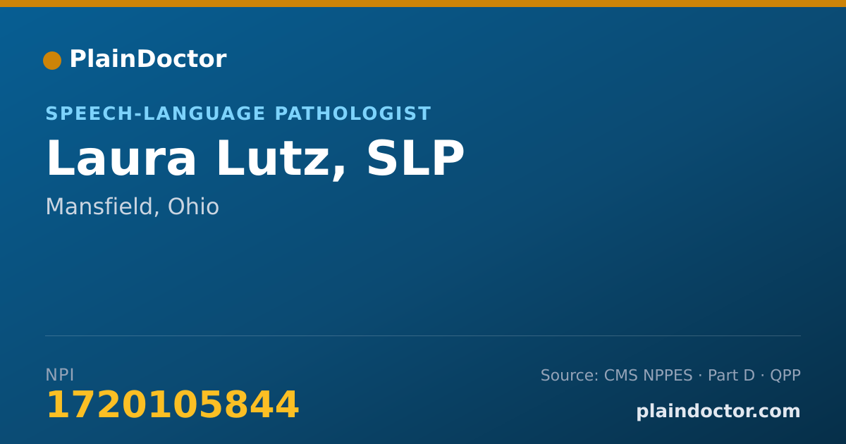 Shareable card for Laura Lutz, SLP - Speech-Language Pathologist, Mansfield, OH