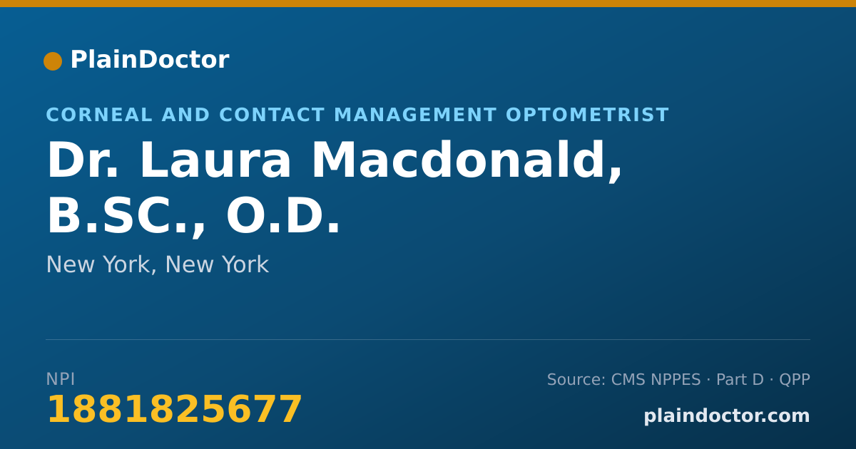 Shareable card for Laura Macdonald, B.SC., O.D. - Corneal and Contact Management Optometrist, New York, NY