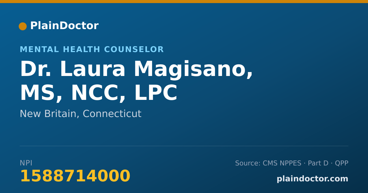 Shareable card for Laura Magisano, MS, NCC, LPC - Mental Health Counselor, New Britain, CT