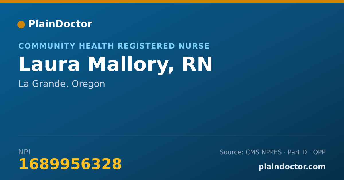 Shareable card for Laura Mallory, RN - Community Health Registered Nurse, La Grande, OR