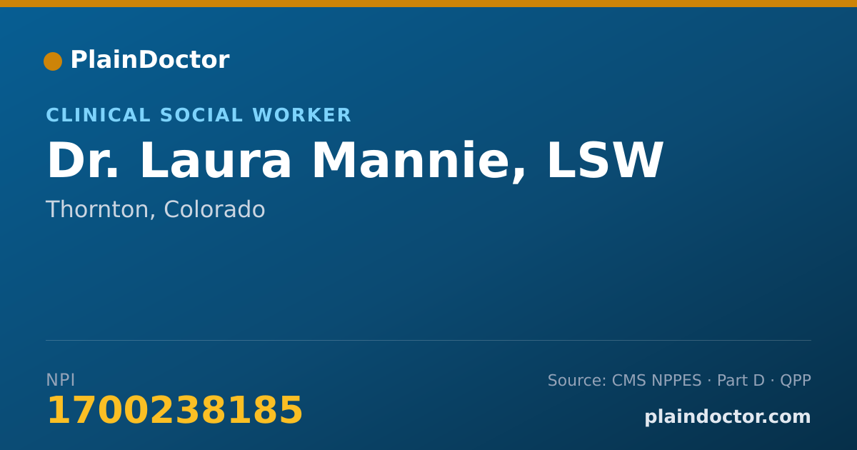 Shareable card for Laura Mannie, LSW - Clinical Social Worker, Thornton, CO