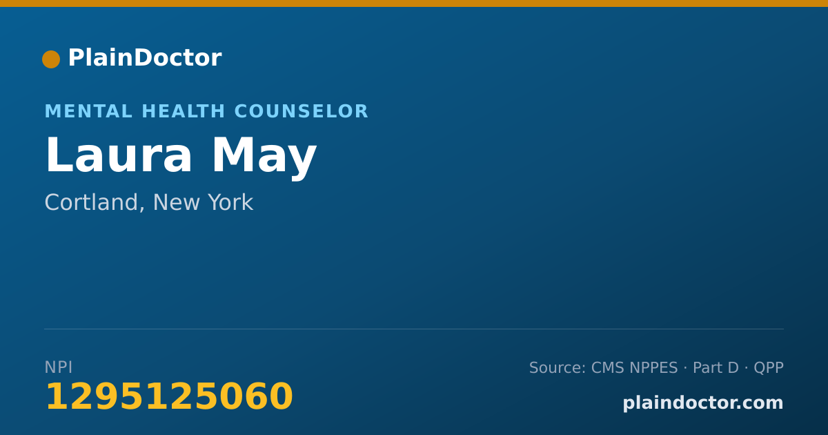 Shareable card for Laura May - Mental Health Counselor, Cortland, NY