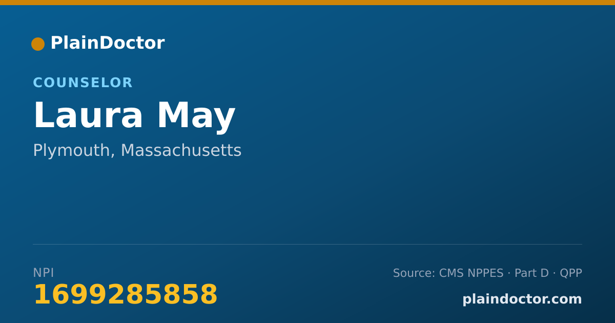 Shareable card for Laura May - Counselor, Plymouth, MA