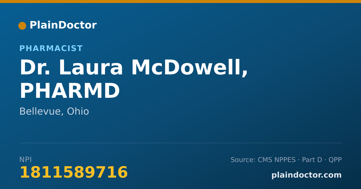 Shareable card for Laura McDowell, PHARMD - Pharmacist, Bellevue, OH
