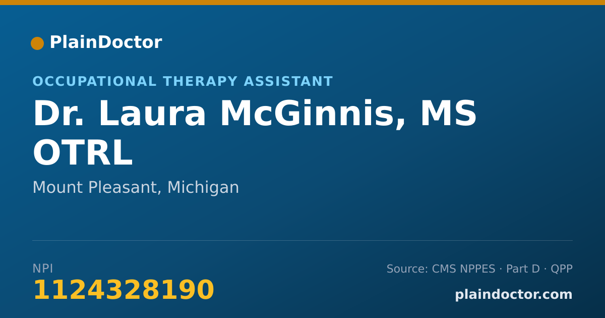 Shareable card for Laura McGinnis, MS OTRL - Occupational Therapy Assistant, Mount Pleasant, MI