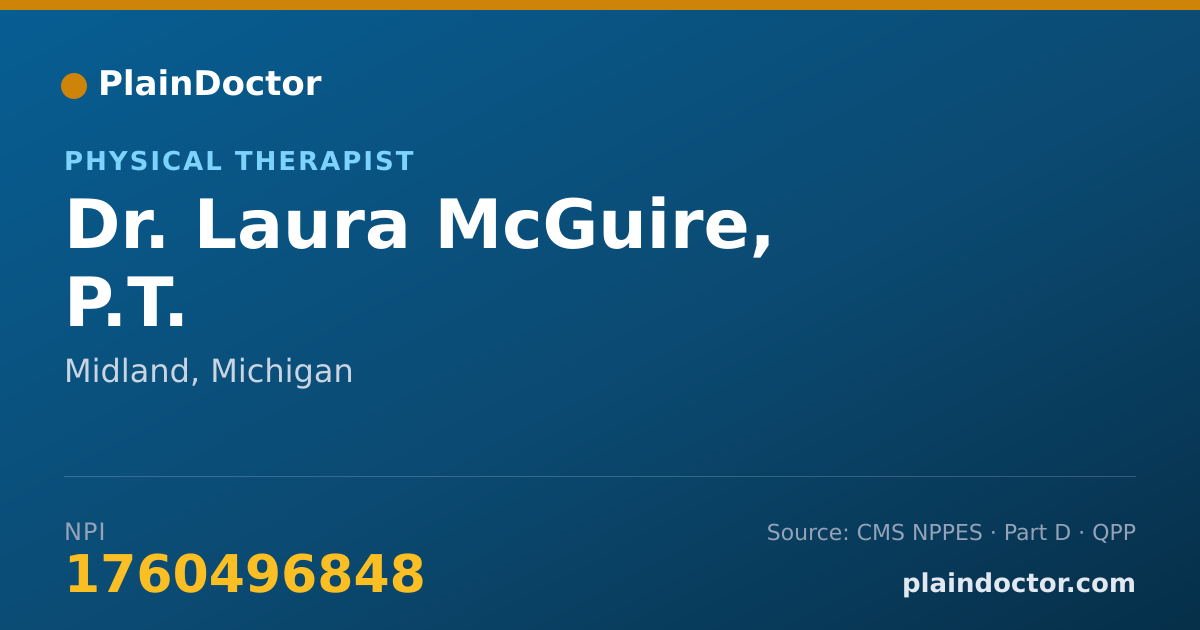 Shareable card for Laura McGuire, P.T. - Physical Therapist, Midland, MI