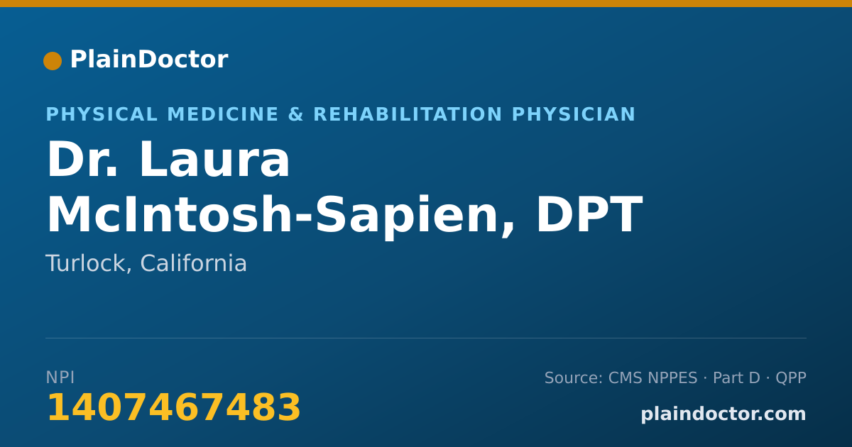 Shareable card for Laura McIntosh-Sapien, DPT - Physical Medicine & Rehabilitation Physician, Turlock, CA