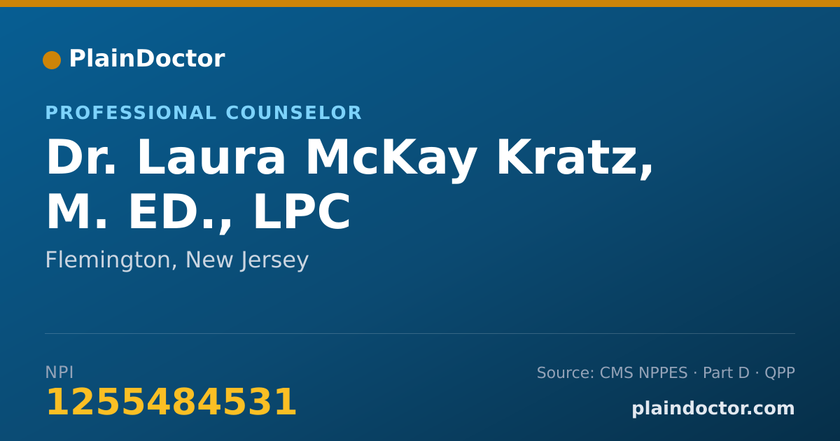 Shareable card for Laura McKay Kratz, M. ED., LPC - Professional Counselor, Flemington, NJ
