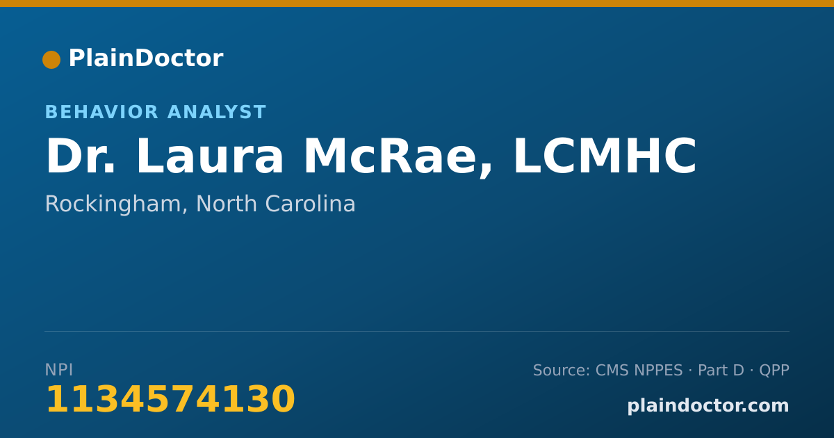 Shareable card for Laura McRae, LCMHC - Behavior Analyst, Rockingham, NC