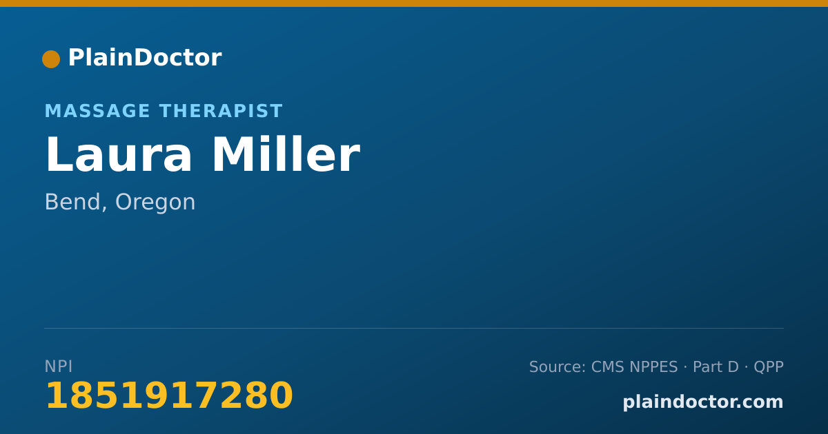 Shareable card for Laura Miller - Massage Therapist, Bend, OR