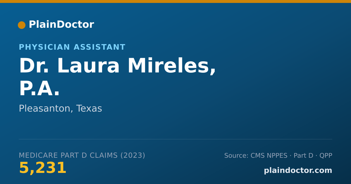 Shareable card for Laura Mireles, P.A. - Physician Assistant, Pleasanton, TX