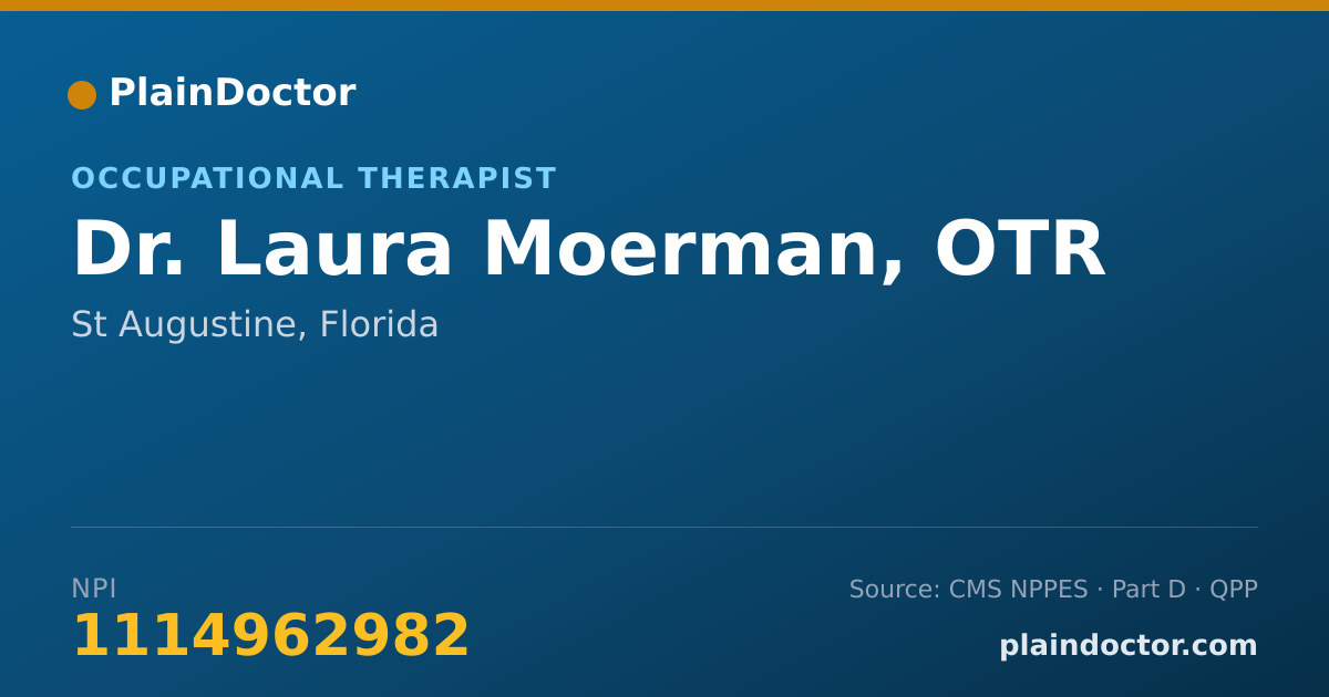 Shareable card for Laura Moerman, OTR - Occupational Therapist, St Augustine, FL