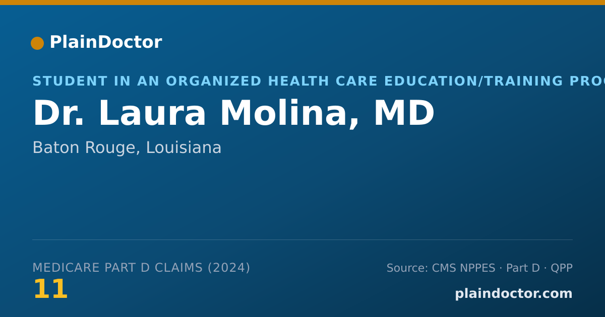 Shareable card for Laura Molina, MD - Student in an Organized Health Care Education/Training Program, Baton Rouge, LA