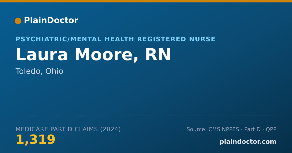 Shareable card for Laura Moore, RN - Psychiatric/Mental Health Registered Nurse, Toledo, OH
